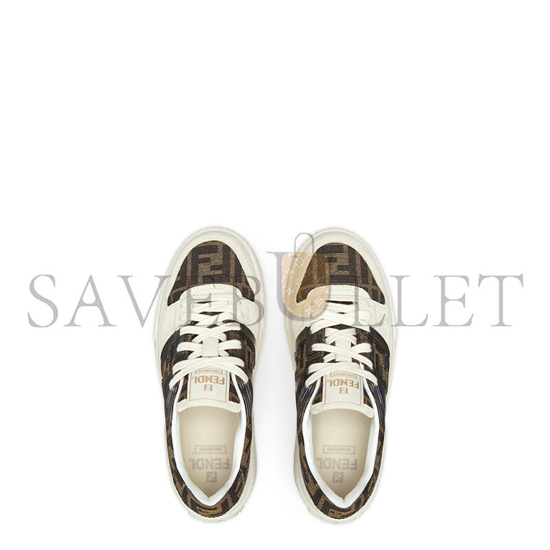 FENDI MATCH CANVAS AND WHITE SUEDE PLATFORM LOW-TOPS 8E8572AQ6IF1PYW